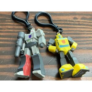 Lot of 2 Transformers 2019 Hasbro Keychain Figural Bag Clip Bumblebee Megatron
